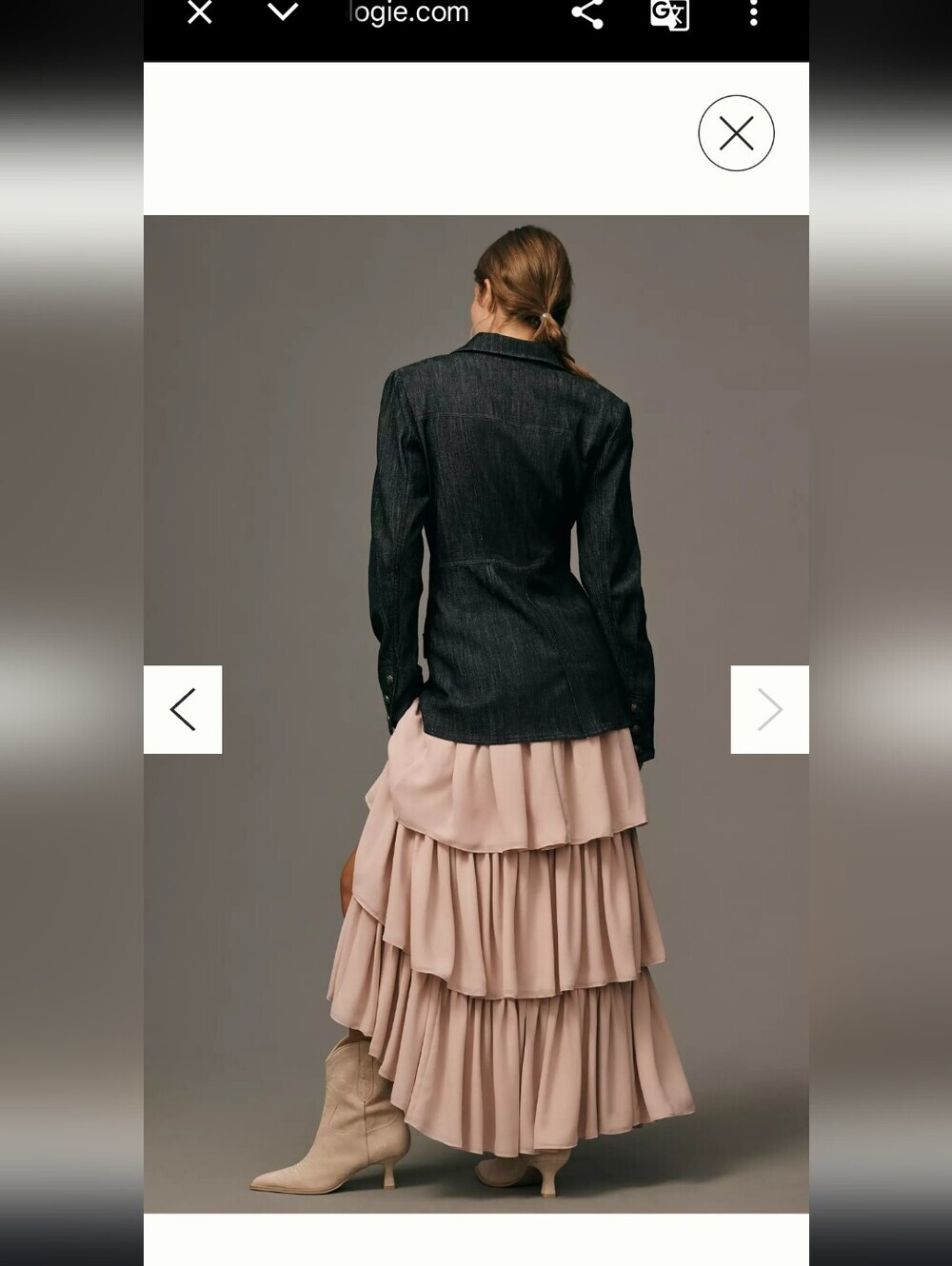 Pilcro Dark Denim Blazer with Blush Tiered Skirt